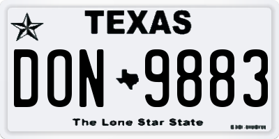 TX license plate DON9883