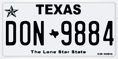 TX license plate DON9884