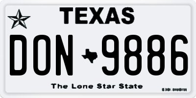 TX license plate DON9886