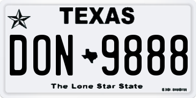 TX license plate DON9888
