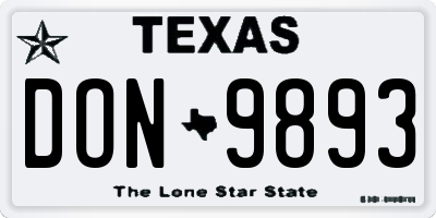TX license plate DON9893