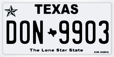TX license plate DON9903