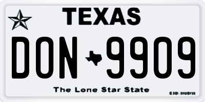 TX license plate DON9909