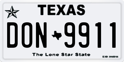 TX license plate DON9911