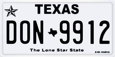 TX license plate DON9912