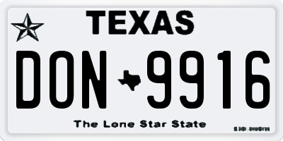 TX license plate DON9916
