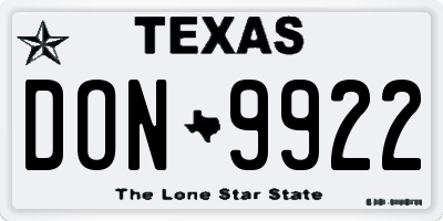 TX license plate DON9922