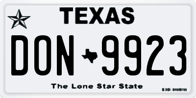 TX license plate DON9923