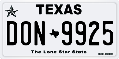 TX license plate DON9925
