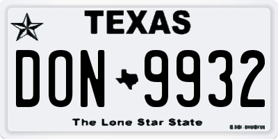 TX license plate DON9932