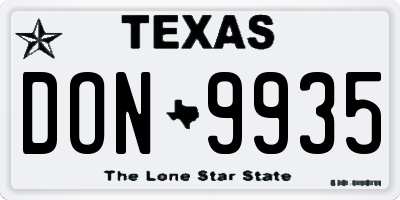 TX license plate DON9935