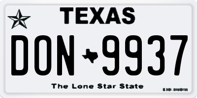 TX license plate DON9937