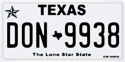 TX license plate DON9938