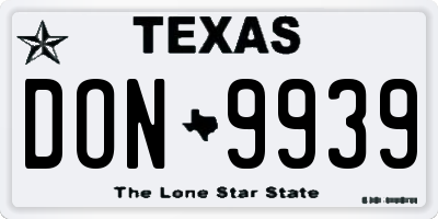 TX license plate DON9939