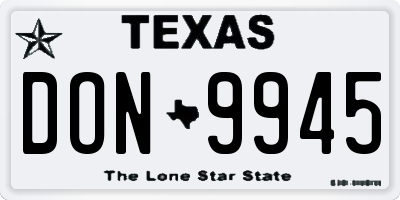 TX license plate DON9945