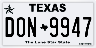 TX license plate DON9947