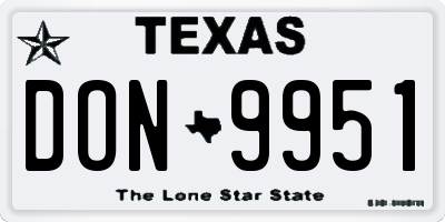TX license plate DON9951