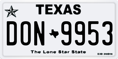 TX license plate DON9953