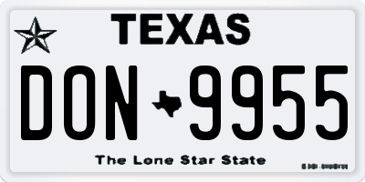 TX license plate DON9955