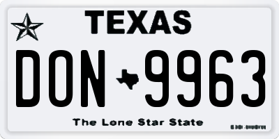 TX license plate DON9963