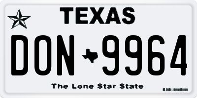 TX license plate DON9964