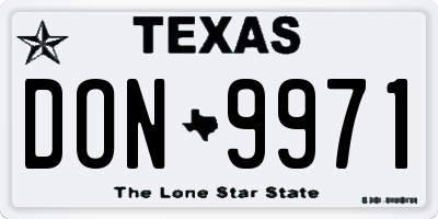 TX license plate DON9971
