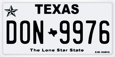 TX license plate DON9976