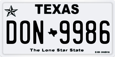 TX license plate DON9986