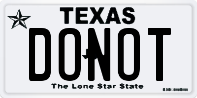 TX license plate DONOT