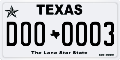 TX license plate DOO0003