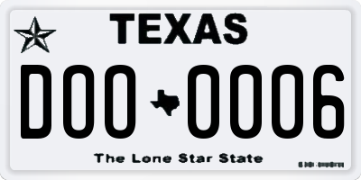 TX license plate DOO0006