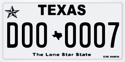 TX license plate DOO0007
