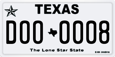 TX license plate DOO0008