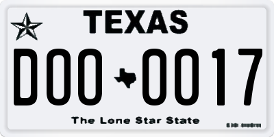 TX license plate DOO0017