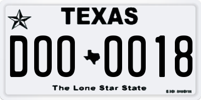 TX license plate DOO0018