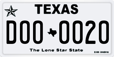 TX license plate DOO0020