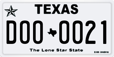 TX license plate DOO0021