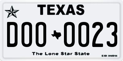 TX license plate DOO0023
