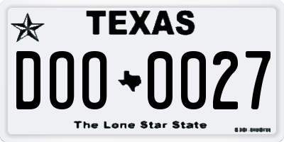 TX license plate DOO0027