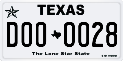 TX license plate DOO0028
