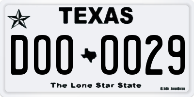 TX license plate DOO0029