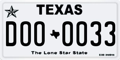 TX license plate DOO0033