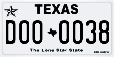 TX license plate DOO0038