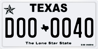 TX license plate DOO0040