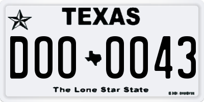 TX license plate DOO0043