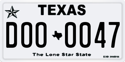 TX license plate DOO0047