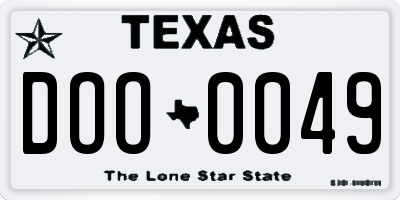TX license plate DOO0049