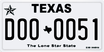 TX license plate DOO0051