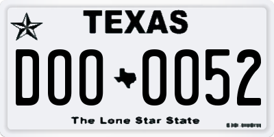 TX license plate DOO0052