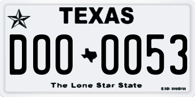 TX license plate DOO0053